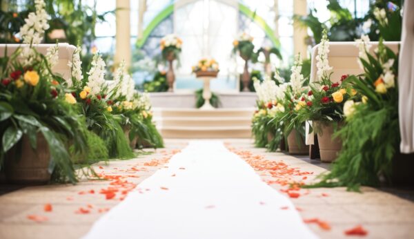 Greenery in the Wedding Ceremony Aisle