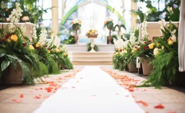 Greenery in the Wedding Ceremony Aisle